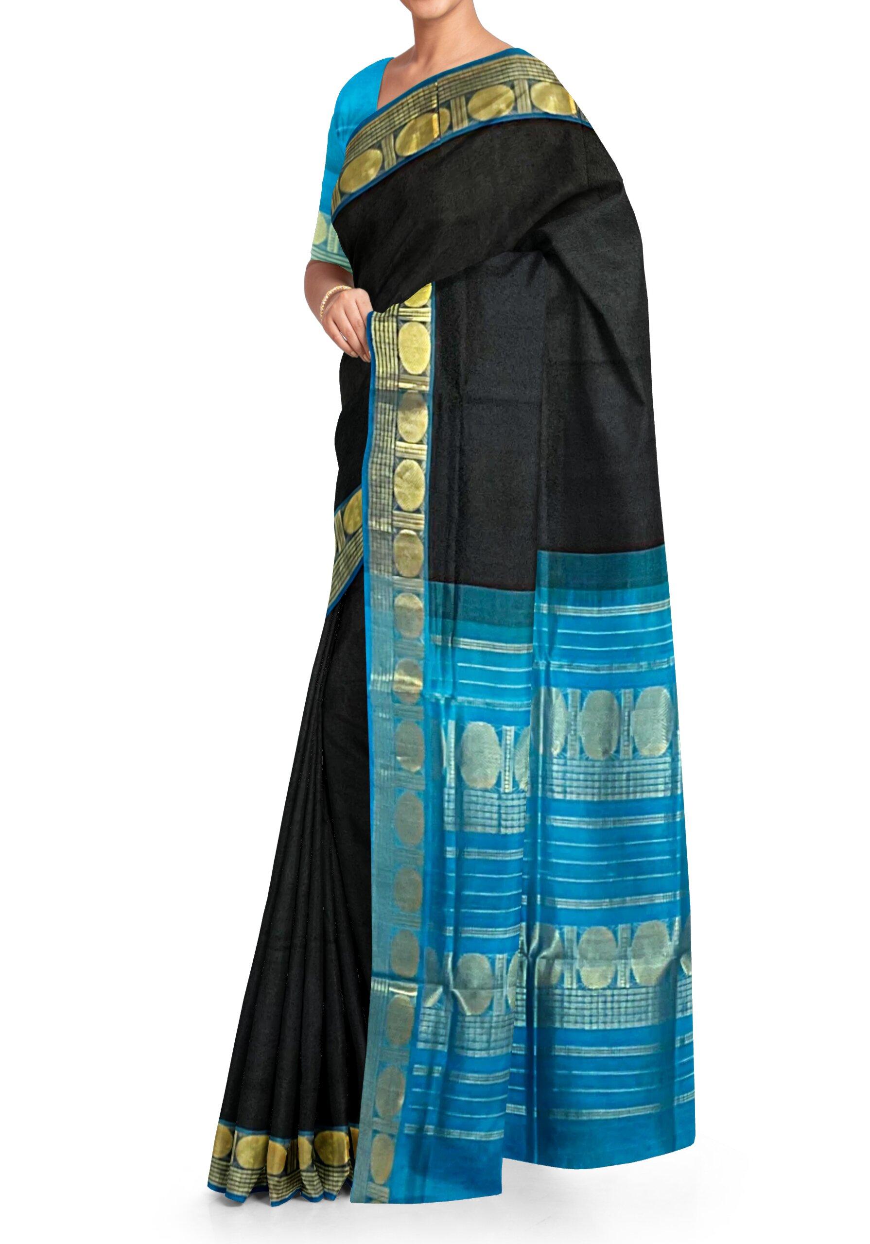 Black Copper Sulfate Dolphin Design Designer Contemporary Silk Saree –  IndianVillèz