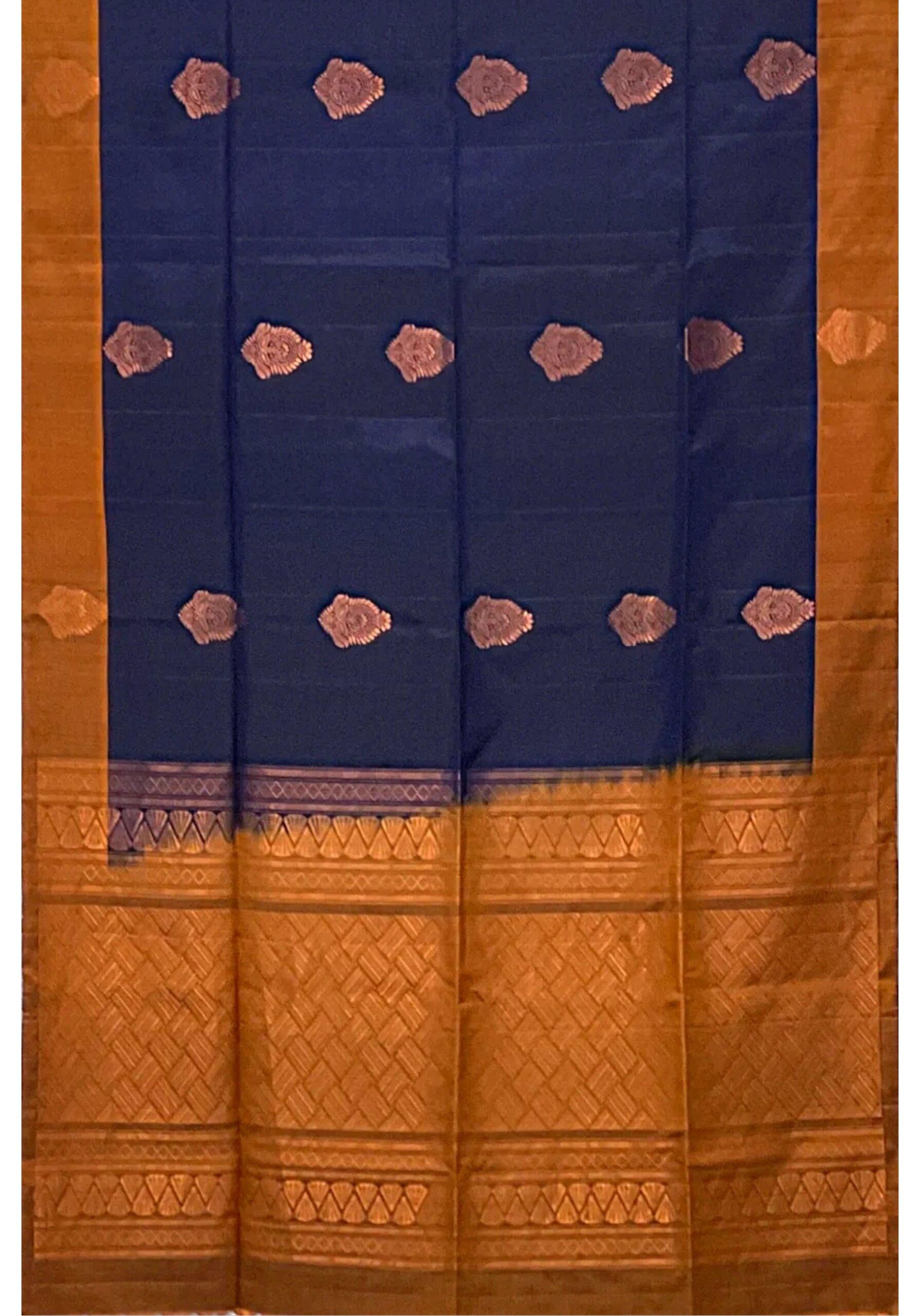 navy-blue-and-brown-with-border-soft-silk-saree