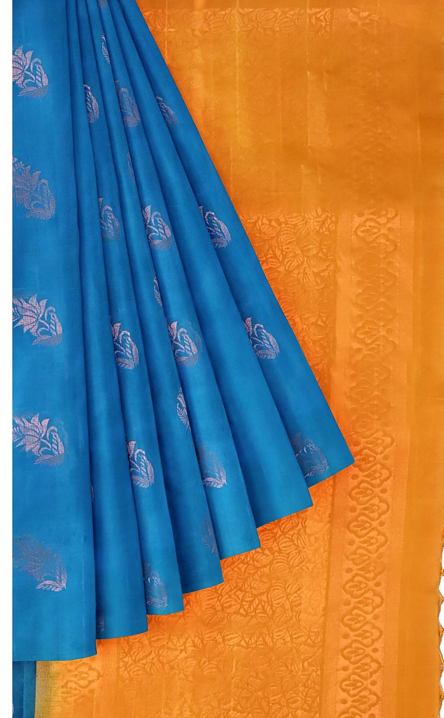 Buy TENDRY STYLISH LINEN SLUB WITHOUT PALLU,PLANE SAREE WITH CONTRAST BLOUE  2 INCH BORDER at Amazon.in