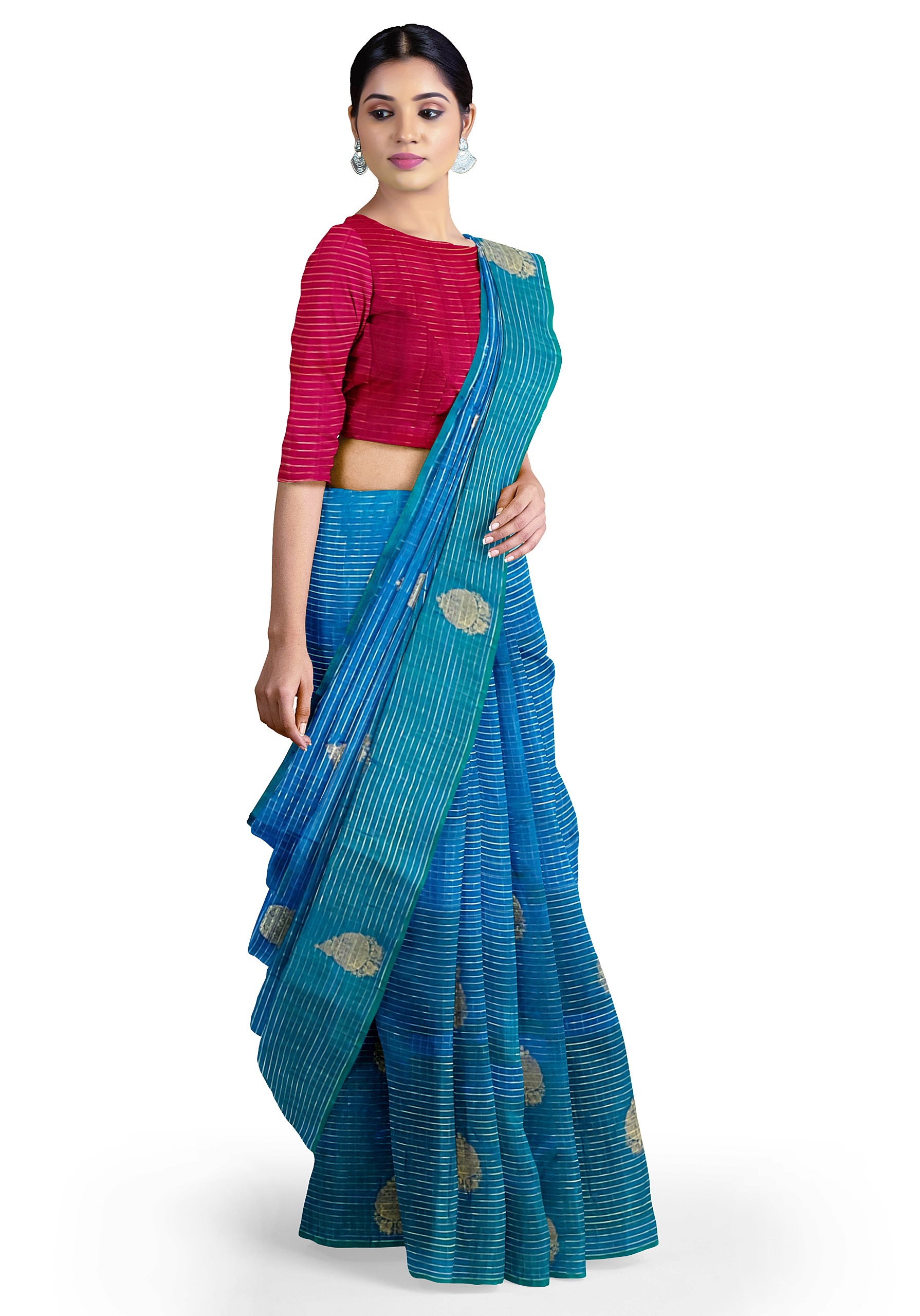 Buy online Green & Peacock Blue Kanchipuram Pattu Silk Saree With Zari Work  from ethnic wear for Women by Pothys for ₹4429 at 0% off | 2024 Limeroad.com